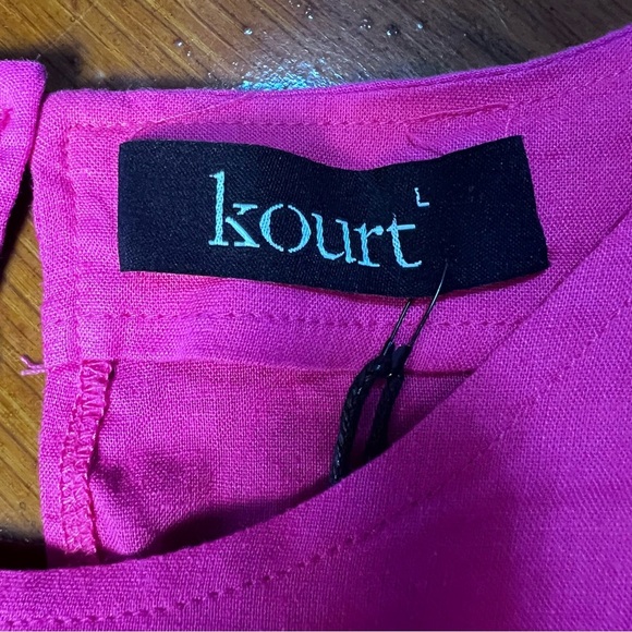 Kourt NWT Pink‎ Linen Sleeveless Crop Top Size Large Barbie Coastal Grandma - Picture 7 of 13